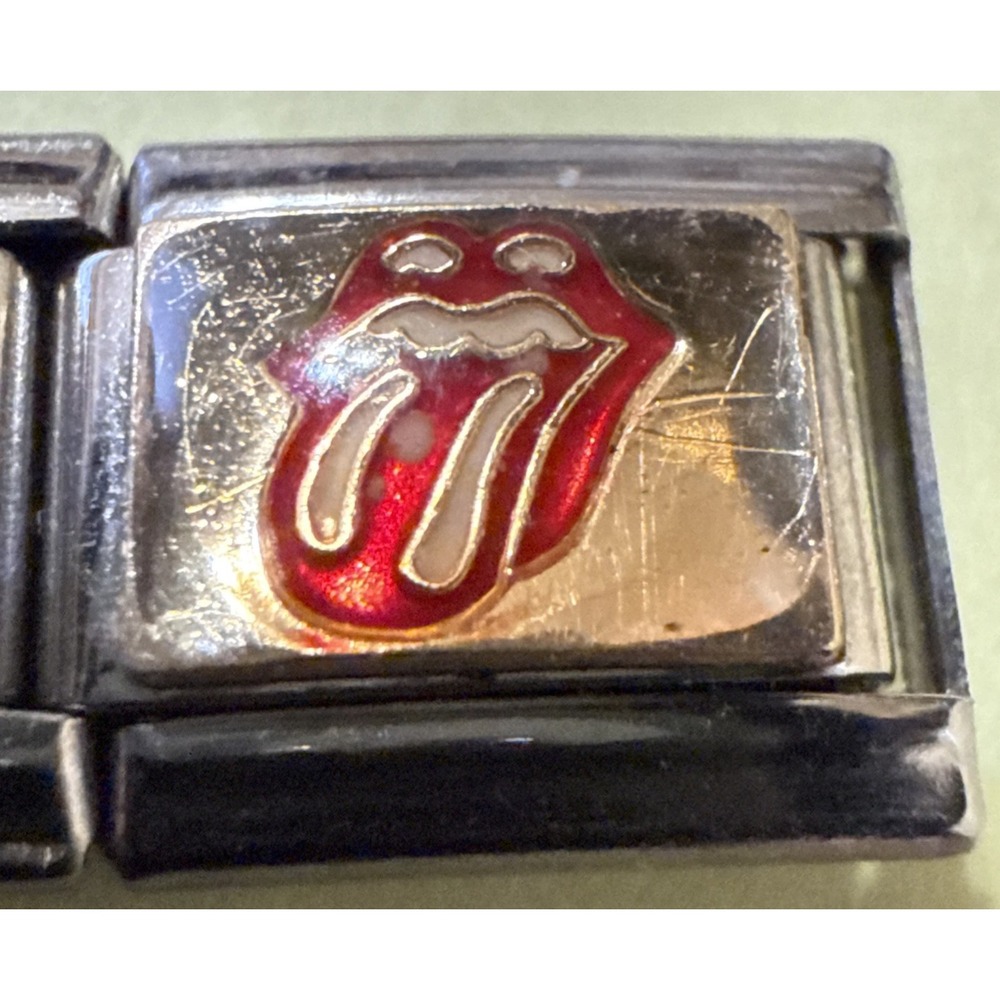 Italia Collection Italian Charm Unisex 9mm Silver New Rolling Stones Tongue